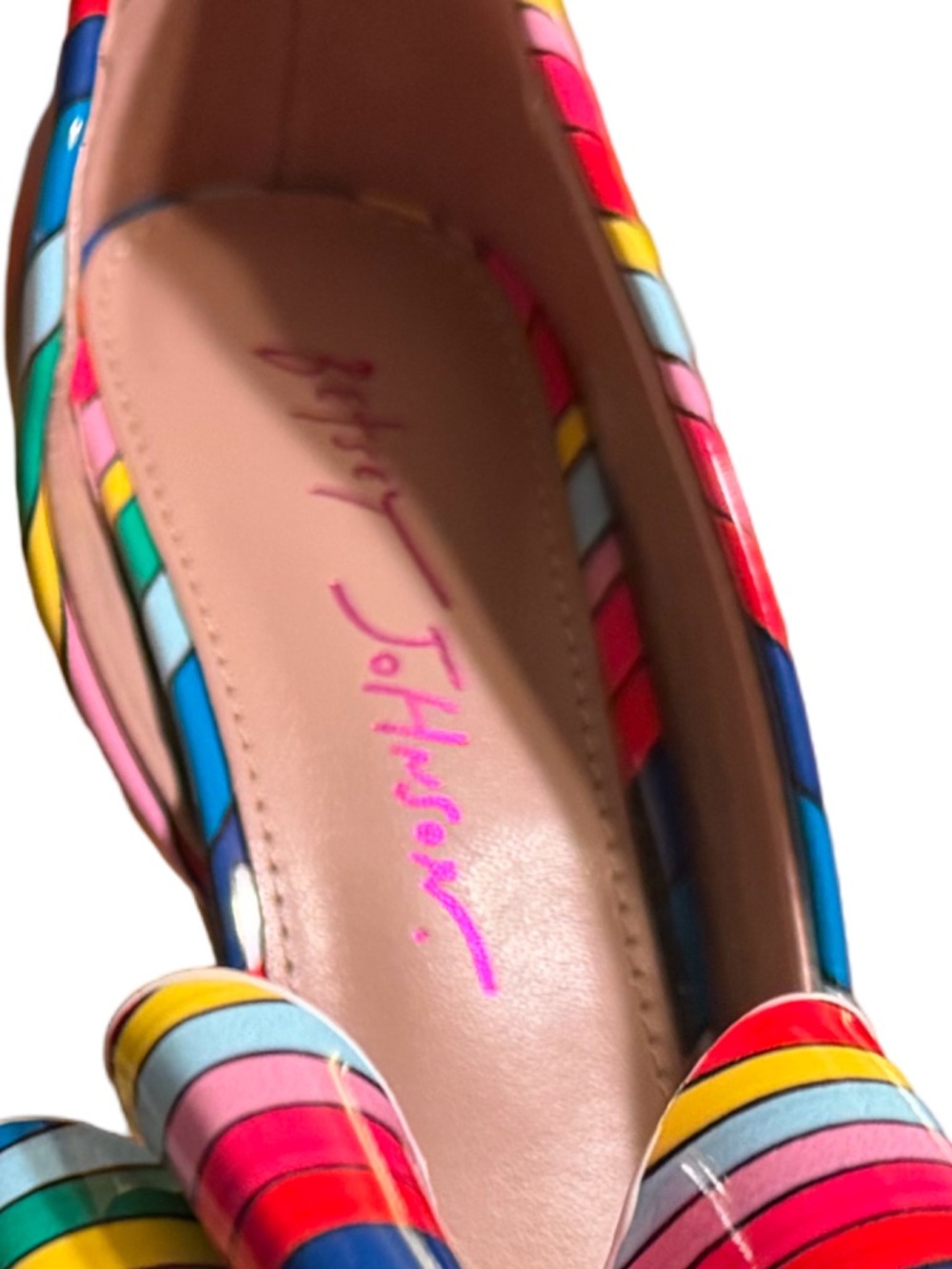 Betsey Johnson Sz 6 Stunning Multicolor Striped Pointed-Toe High Heels (SH312) - Picture 6 of 9